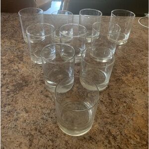 Vintage Round 3” Wide Clear Drinking 4” Glasses Thick Weighed Base Set of 12